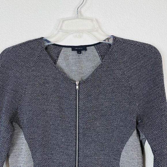 Theory Chayenne Grey Contrast Zip Front Long Sleeve Dress - Picture 7 of 11